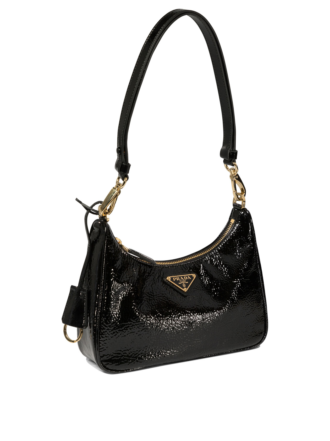 PRADA Black   Prada Re-Edition naplak patent leather mini-bag